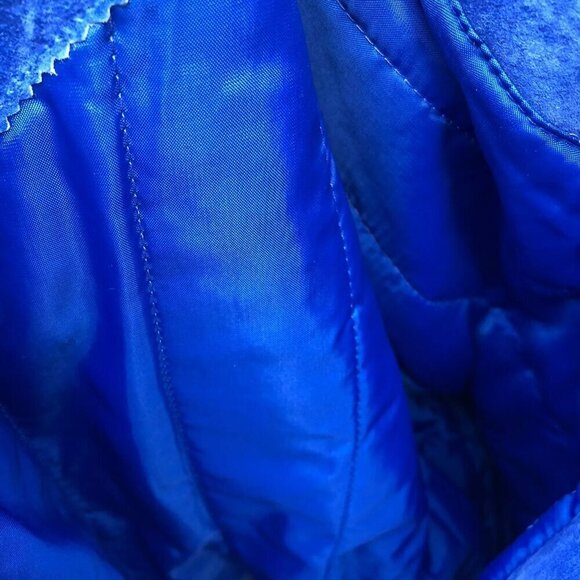 VTG 90s TIDEWATER TRADERS Jacket Women's LARGE Leather Suede Blue Retro Coat​​​ - Picture 12 of 14